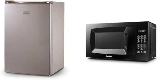 DECKER Compact Refrigerator & Countertop Microwave Oven with Sound On/Off