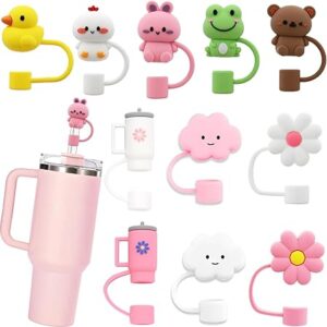 LDKEDKF 11Pcs Straw Cover for Stanley Cup, Silicone Straw Topper for Stanley Cup 30&40oz with Tumblers, 10mm 0.4in Lid Accessories