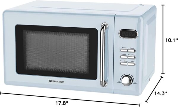 Emerson MWR7020BL Retro Compact Countertop Microwave Oven with Button Control & LED Display - Image 6