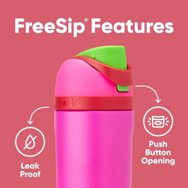 Owala Kids FreeSip Insulated Stainless Steel Water Bottle with Straw for Sports