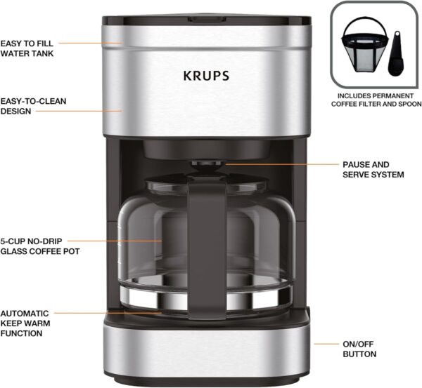 KRUPS Simply Brew Compact 5 Cup Coffee Maker - Image 6