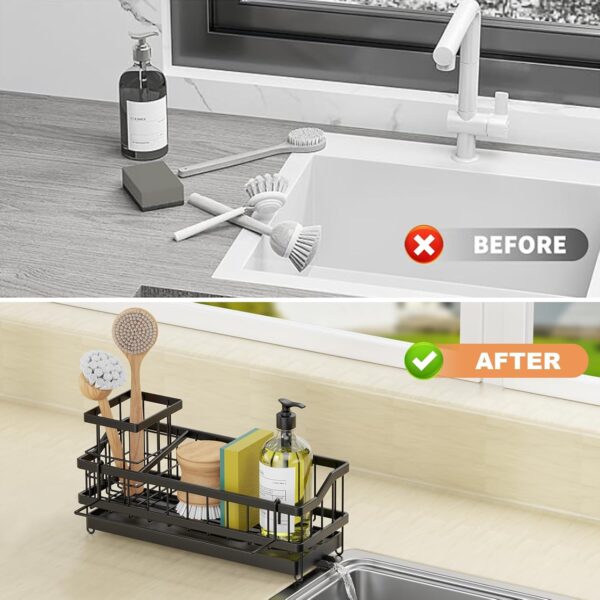 Sponge Holder for Kitchen Sink - Countertop Rustproof Stainless Steel, Sink Caddy, Kitchen Gadgets Accessories - Image 6
