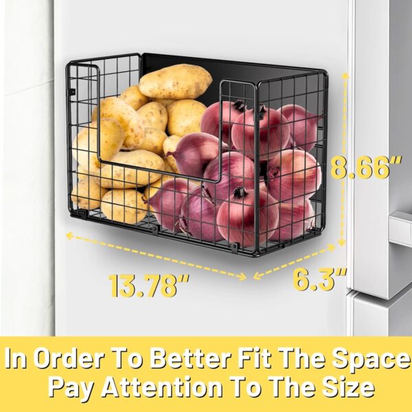 Magnetic Shelf for Fridge with Wood Lid, Fruit Potato and Onion Storage Bins - Image 3