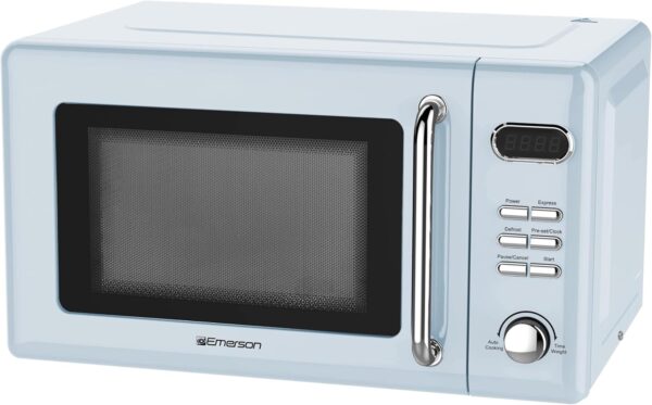 Emerson MWR7020BL Retro Compact Countertop Microwave Oven with Button Control & LED Display - Image 2