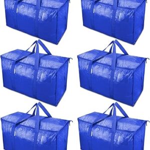 TICONN 6 Pack Extra Large Moving Bags with Zippers & Carrying Handles, Heavy-Duty Storage Tote Moving Boxes for Space Saving