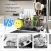 Kitchen Sink Caddy Sponge Holder for Kitchen Sink SUS304 Stainless Steel Rack with High Brush Holder Smiley Face Sponge Hook Towel Holder and Divider Gadgets Organizer for Counter - Image 2