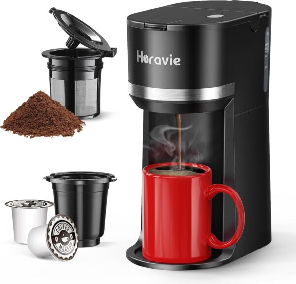 Mini Single Serve Coffee Maker for K Cup and Ground Coffee