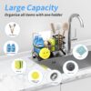 Kitchen Sink Caddy Sponge Holder for Kitchen Sink SUS304 Stainless Steel Rack with High Brush Holder Smiley Face Sponge Hook Towel Holder and Divider Gadgets Organizer for Counter - Image 5