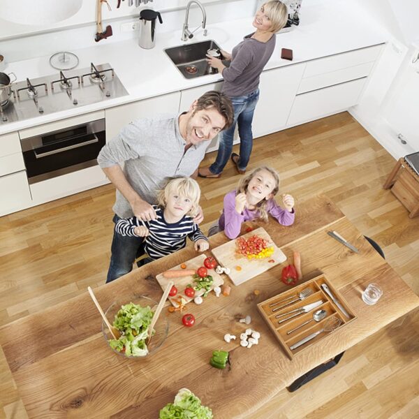 Expandable Bamboo Kitchen Drawer Organizer for Cutlery and Utensils - Image 6