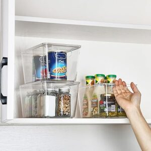 Vtopmart 6 Pack Clear Stackable Storage Bins with Lids, Handle for Pantry Organizer and Storage,Perfect for Bathroom, Cabinet, Kitchen, Fridge, Closet Organization