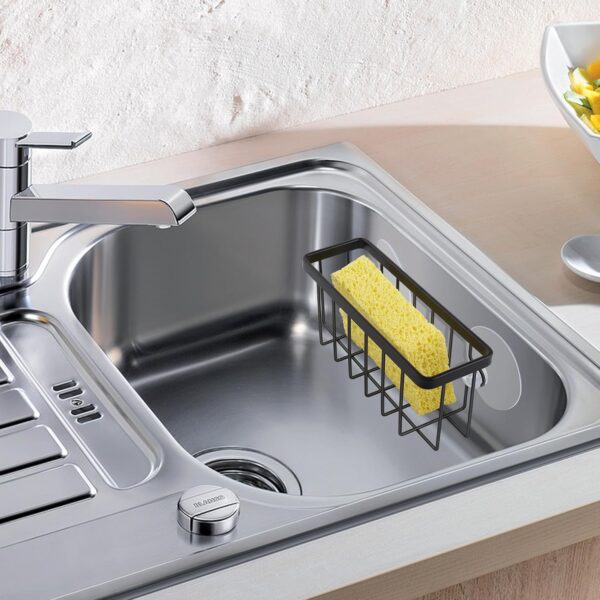 Sponge Holder for Kitchen Sink Suction, Stainless Steel Sponge Holder for Sponges, Scrubbers, Soap, Kitchen, Bathroom, Black - Image 6