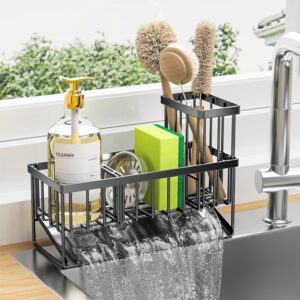 Cisily Sink Caddy, Sponge Holder for Kitchen Sink with High Brush Holder